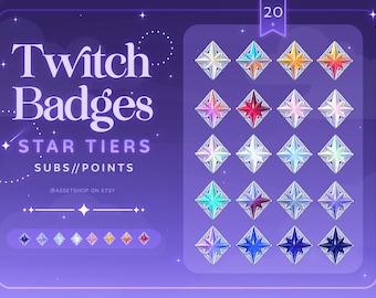 Star Honor Badges | Twitch Sub Badges | Streamer Badges | Discord Role Badges | Channel Points | Honor Badges | Rainbow Badges | Star Tiers