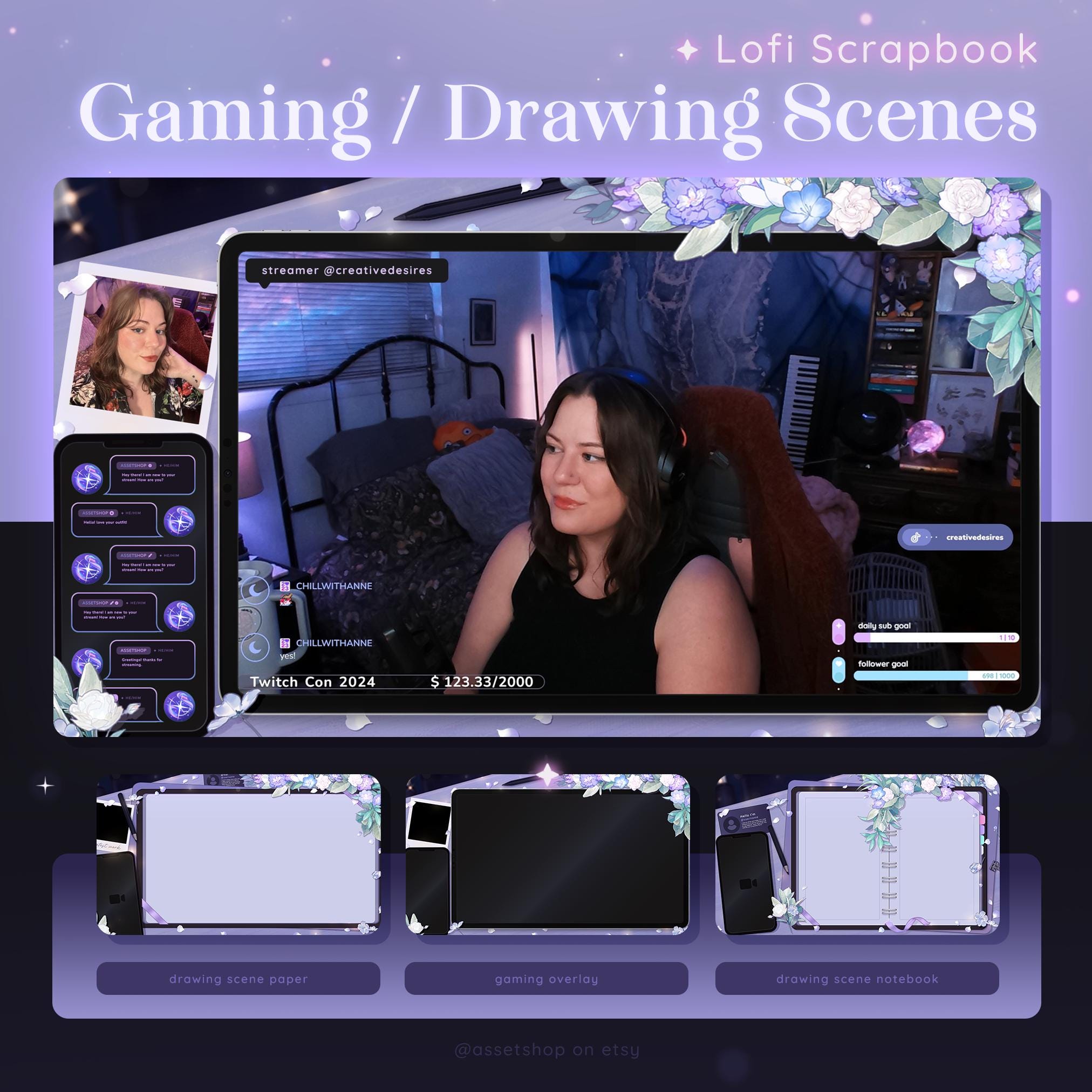 Lofi Scrapbook Stream Overlay - Notebook Theme Twitch | Vtuber Debut ...