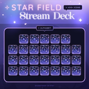 400+ Star Field Icons- Elgato Stream Deck | Stream | Artist | Twitch Youtube | StreamElements OBS | Celestial Aesthetic | Blue Pink Purple image 3