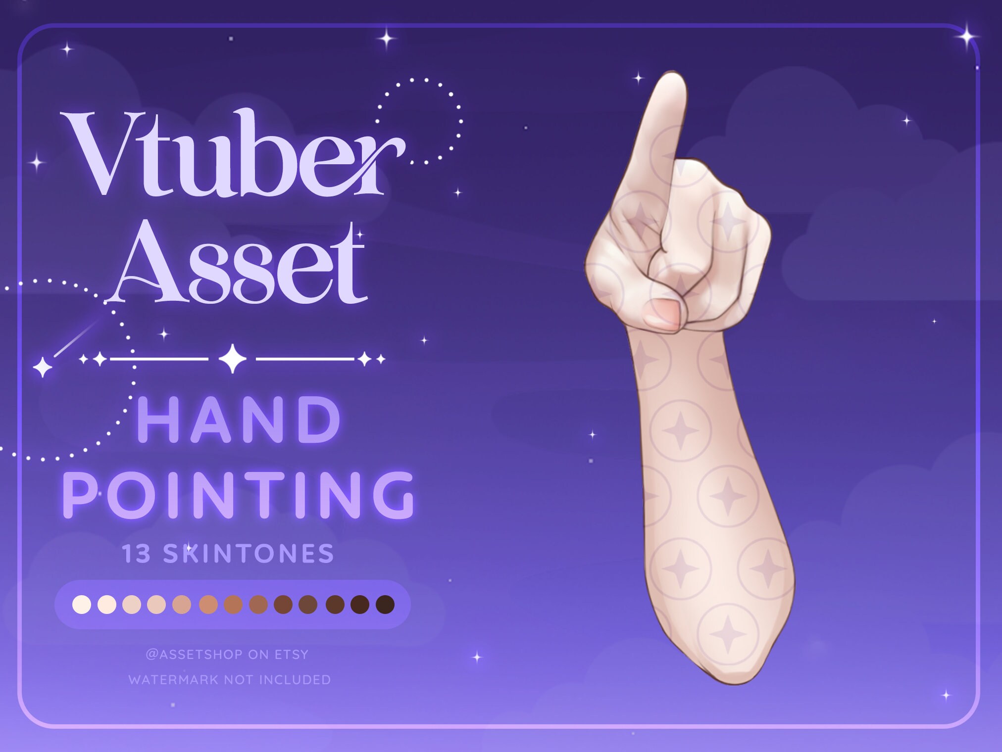 Activo de mano que señala de Vtuber / Transmisor de Twitch / Brazo ...