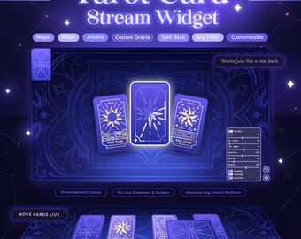 Tarot Card Stream Widget - For Twitch • YouTube • Any Platform | Major & Minor Arcana | Oracle | StreamElements Setup | Customizable | Game