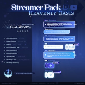 Heavenly Oasis Chat Widget - Transmisja na Twitchu i YouTube | Streamelements OBS | Możliwość dostosowania | Wydarzenia | Niestandardowe kolory ról | Bilet | Fantasy