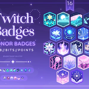 Honor Medals Twitch Sub Badges | Discord Roles Bits Channel Point | Flower | Crystal | Sky | Star | Moon | Cloud | Nature | Pastel | Magic