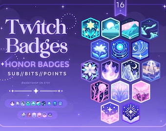 Ehrenmedaillen Twitch Sub Badges | Discord Rollen Bits Channel Point | Blume | Kristall | Himmel | Stern | Mond | Wolke | Natur | Pastell | Zauberhaft