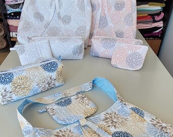 3-piece cotton bag set | Shopper with 2 cosmetic bags | Handmade gift set | Beach bag | Travel set | Gift