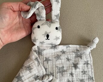 Cuddly toy, muslin scarf, baby gift set