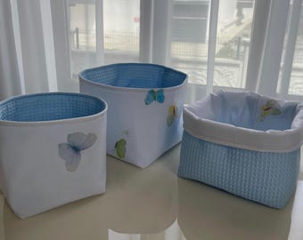 Baby storage basket, changing basket cotton waffle knit, diaper basket nursery, fabric basket baby organizer