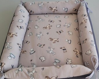 Dog bed with cushion | Handmade cotton dog bed | Washable dog basket | Cozy sleeping place | 55 × 45 cm