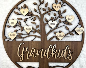 Family Tree Wood Sign,Personalized Family Tree,Mother's Day Gift,Personalized Gift,Grandkids Sign,Family Tree,Mom Gift,Grandparents