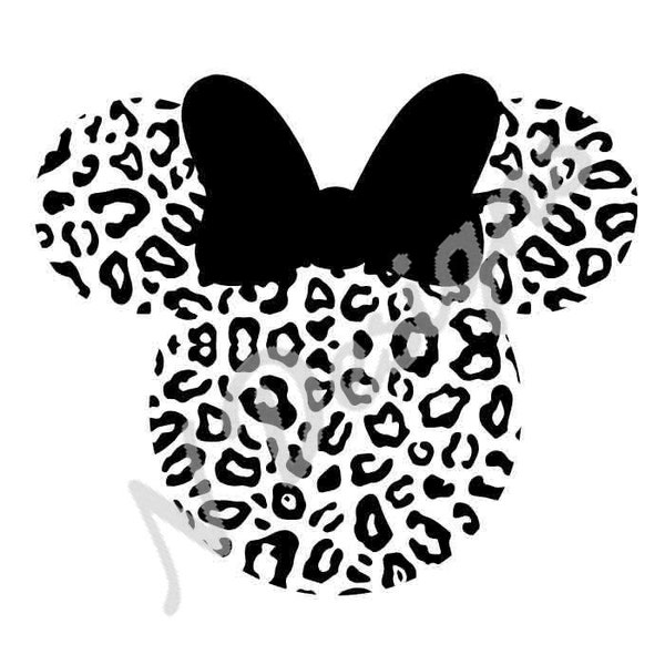 Minnie Mouse Cheetah Print Head Downloadable Svg Png Jpeg File For Cricut And Printing