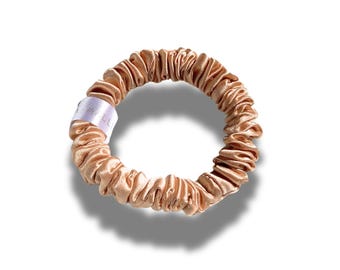 Skinny Silk Scrunchie - Rose Gold