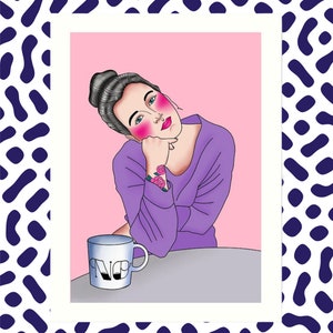 A4 A5 art print empowering artwork feminist traditional tattoo style passive agressive badass woman