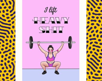 A4 A5 art print empowering artwork feminist traditional panther tattoo crossfit weightlifting badass woman