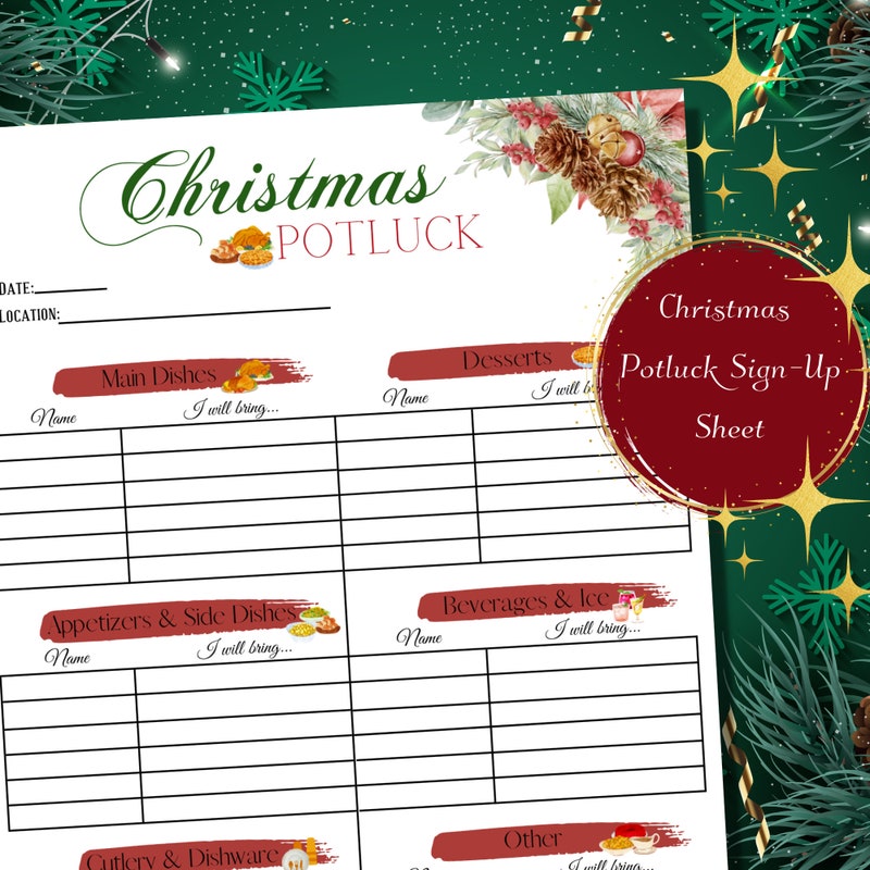 Cookout Sign up Sheet Etsy