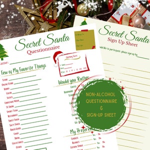 Secret Santa Questionnaire & Sign Up Sheet