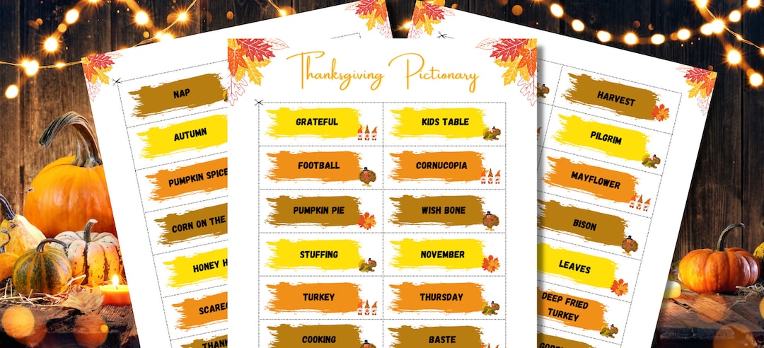 Thanksgiving Pictionary Game: Family Fun (digital Download) - Etsy
