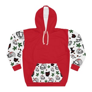 Football Inspired Unisex Pullover Hoodie  Ohio - red