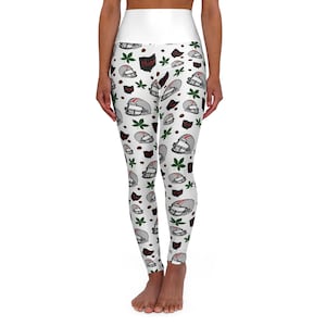 Inspired High Waisted Yoga Leggings for fans of Ohio teams - white