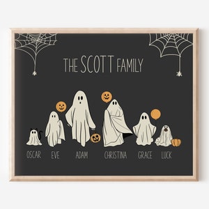 Halloween Family Print,Personalized Halloween Portrait,Family Portrait,Halloween Ghost Family,Halloween Printable Wall Art,DIGITAL