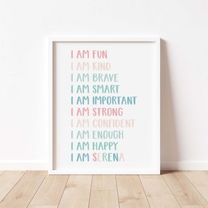 Affirmation Wall Art,Custom Kids Affirmation,Positivity Affirmations,Kids Room Art,Playroom Poster,Homeschool Poster,