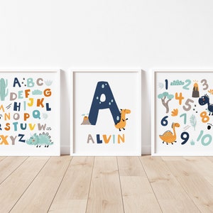 Dinosaurier Wandkunst für Jungen, Dino Namen Druck, Dinosaurier Thema Kinderzimmer, Baby Name Print, personalisierter Name, Kinderzimmer Drucke, Kinder Dekor, Individuell