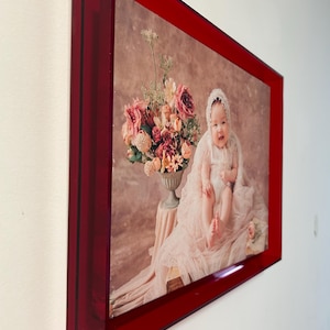 Fluorescent color transparent acrylic photo frame, Canvas painting decorative frame, Art work decoration, Personalized baby birthday gift