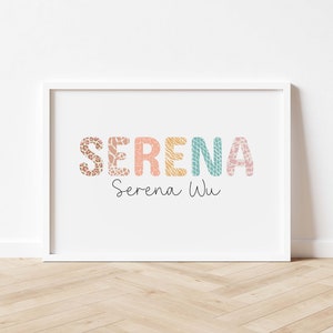 Stampa personalizzata del nome dell&#39;animale Safari, decorazione del vivaio del bambino, decorazione del nome dell&#39;animale safari, segno del nome dell&#39;asilo nido dell&#39;animale, arte murale della stanza dei bambini, DIGITALE