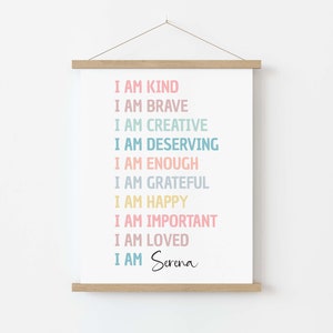Affirmations Printable Wall Art, Custom Affirmations for Kids,girls ...