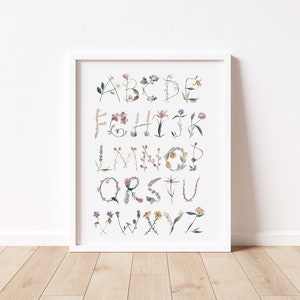 Wild Flower Alphabet Poster, Girl's Room Decor, Nursery Prints, Wilde bloemen Pirnts, Alfabet Art, DIGITALE DOWNLOAD
