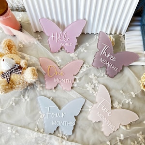 Accesorios fotográficos personalizados con el nombre del bebé, juego de hitos para recién nacidos, Hola mundo, hitos de acrílico, anuncios de bebés, regalos para recién nacidos niñas