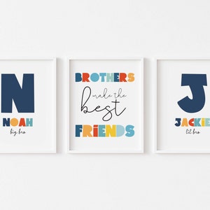 Personalised Brothers Are Best Friends Set of 3,Brothers Room Wall Art,Brothers and Sister Wall Decor,Boys Room Decor,Kids Wall Art,digital