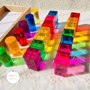 Highly transparent acrylic building blocks, Children&#39;s educational building blocks, Rainbow transparent cubes, Gem building blocks