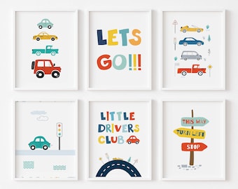 Set of 6,Transportation Wall Art,Boys Room Decor,Construction Nursery Decor,Nersery Art For Boy,Vehicle Prints,Playroom Prints,DIGITAL