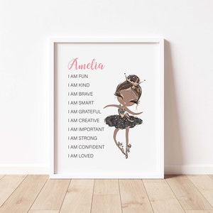 Little Black Girl Art,Affirmations printable wall art, Custom Affirmations for kids,Kids Affirmation,Playroom decor, Homeschool poster