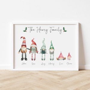 Gnome Family Print,Personalized Christmas Family Portrait,Family Portrait,Xmas Gift,Personalized Christmas Gnome,Custom Gfit,DIGITAL