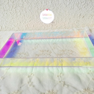 Iridescent Acrylic Tray - Multifunctional Jewelry & Makeup Organizer with Non-Slip Base