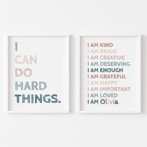 I Can Do Hard Things,Inspirational Nursery Decor,Affirmation Wall Art,Custom Kids Affirmation,Positivity Affirmations,Playroom Poster