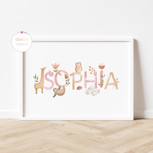 Targa personalizzata con nome per neonati, decorazioni per cameretta, decorazioni con nome di animali safari, targhetta con nome per cameretta, decorazioni da parete per cameretta, DIGITALE