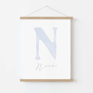 Baby Name Druck,Blau Aquarell Buchstabe,Initial Name Prints,Kinderzimmer Dekor,Kinderzimmer Wandkunst,Personalisiertes Namensposter,DIGITAL