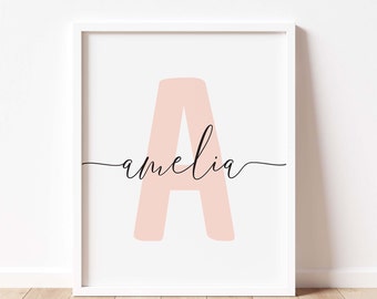 Personalized Initial Name Prints,New Baby Birth Print,Nursery Printable,Custom Letter Print,Kids Wall Art,Name Monogram Printable