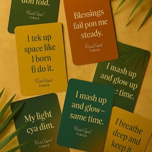 Kindle und Root Real Gyal Tings 31 Tage Afro Karibik Affirmationskarten Insel Mädchen Geschenk Ermutigung Self Care Deck für Frauen