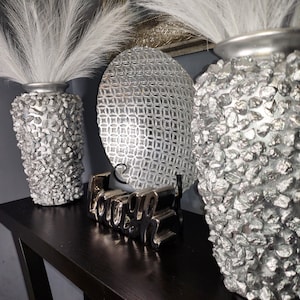 Beautiful and unique silver stone vase set