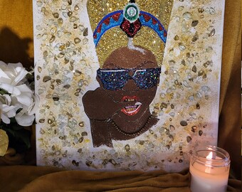 QUEEN NEFFERTITI - All glitter bling canvas with added jewelry