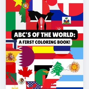ABC's of the World: een eerste kleurboek! Kleurboek voor kinderen. Afdrukbaar. Digitaal. Kleur. Wereld. Kaart. Alfabet. Leren. Landen.