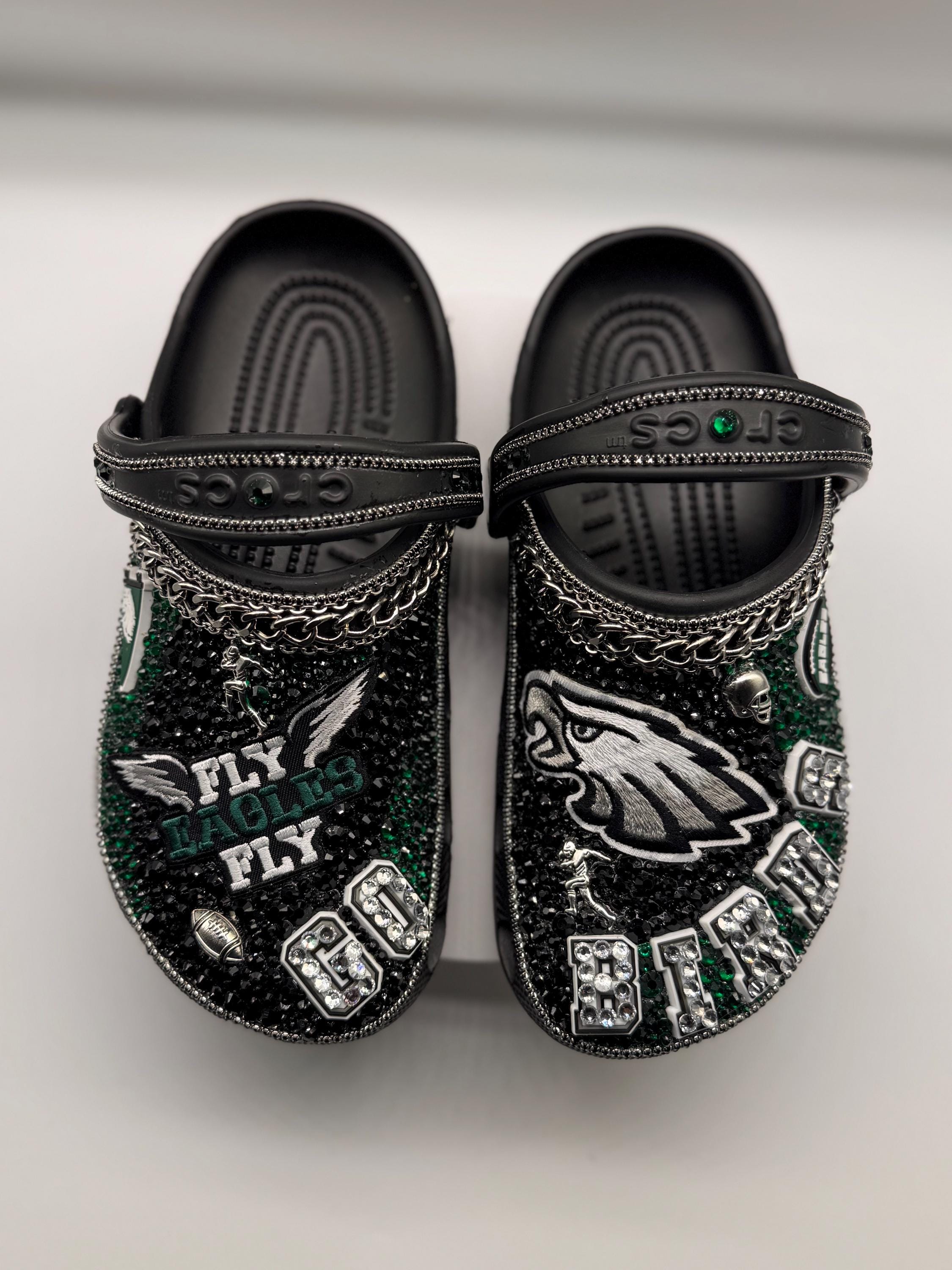 Personalized Bling Eagles Themed Crocs