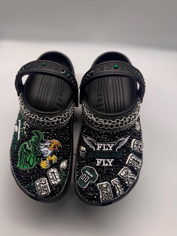 Personalized Bling Eagles Themed Crocs - Etsy display picture 1