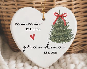 New Grandma Ornament, Grandma to Be Gift, Promoted to Grandma, First Time Grandma, Pregnancy Announcement, Grandma Est. 2026, Christmas Gift
