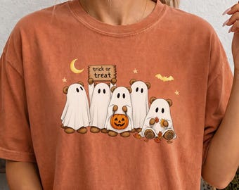Ghost Bear Halloween Shirt, Comfort Colors® Tee, Cute Spooky Bear Shirt, Trick or Treat Shirt, Vintage Halloween Tee, Fall Graphic Shirt
