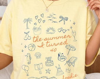 Custom 40th Birthday Comfort Colors Shirt, Summer I Turned 40 Tee, Beach Birthday Party Shirt, Girls Trip Matching Shirts