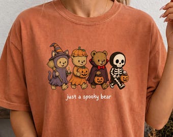Spooky Bear Halloween Shirt, Comfort Colors® Tee, Vintage 90s Halloween Bears, Trick or Treat Bear Shirt, Retro Halloween Tee, Pumpkin Bear